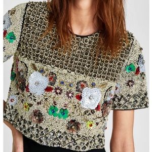 NWT....ZARA LIMITED EDITION bejeweled top. Size: S